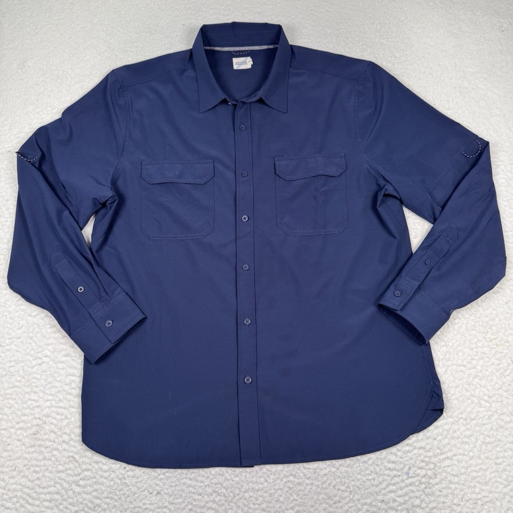 Fair Harbor Shirt Mens XL Blue Performance L/S Button Front Fishing‎ Hiking